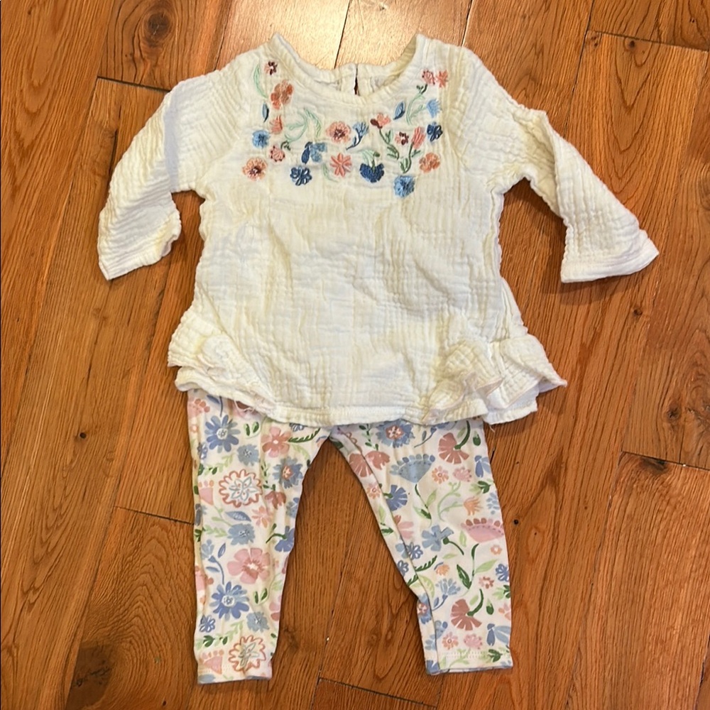 Mud Pie White and Pink Floral Kids Matching Set